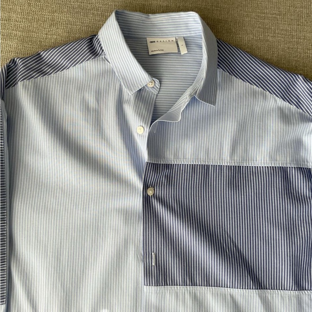 ASOS Design Men's Patchwork Stripe Button-Down Sh… - image 3